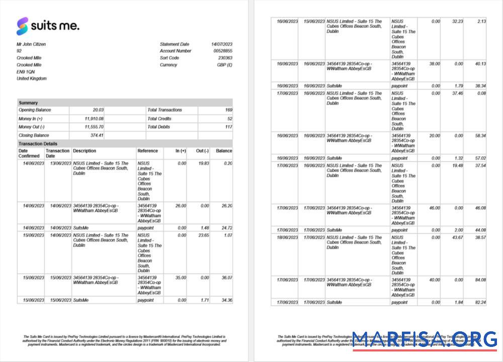 Realistic United Kingdom Suits Me bank statement word 2 pages example